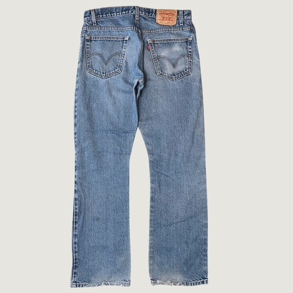 Y2K Levi's 517 Boot Cut Jeans Blue Made In USA Distressed Mens 34x32